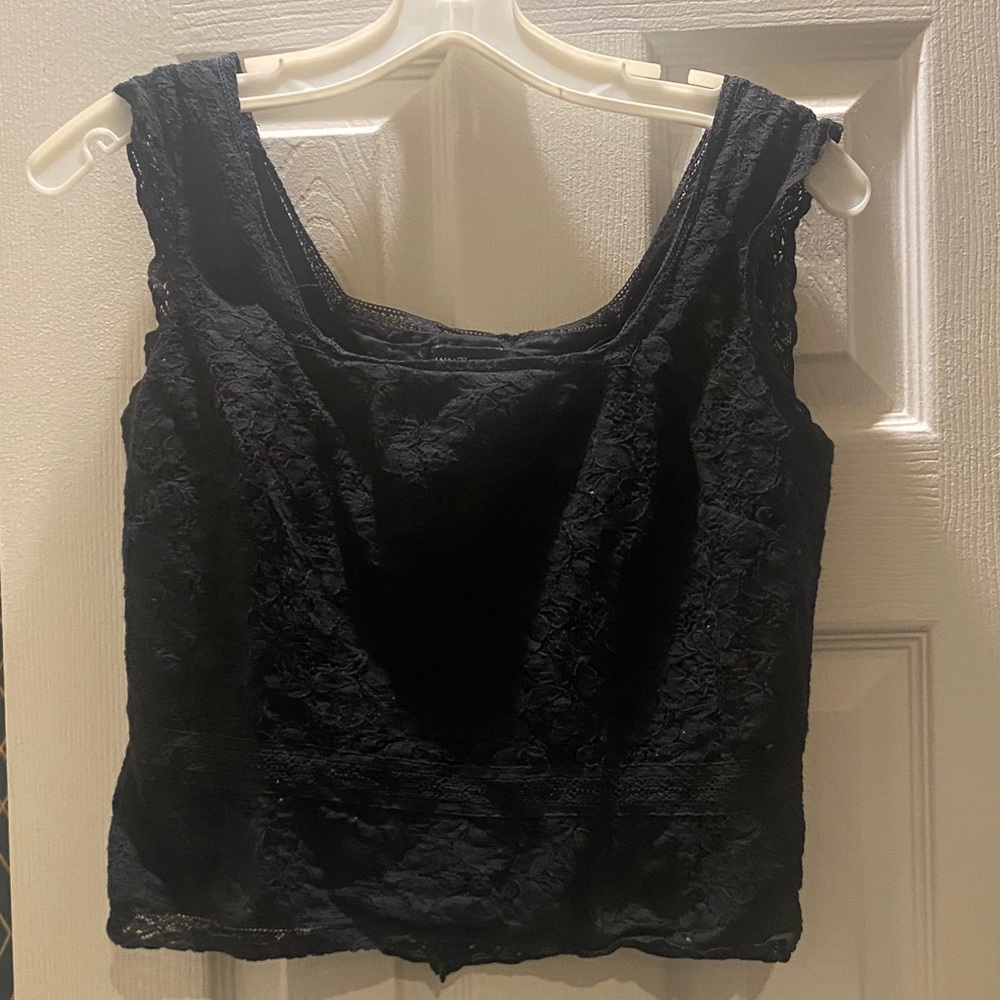 Ann Taylor Black Lace Crop Top
